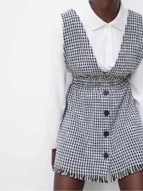 Zara Houndstooth Pinafore